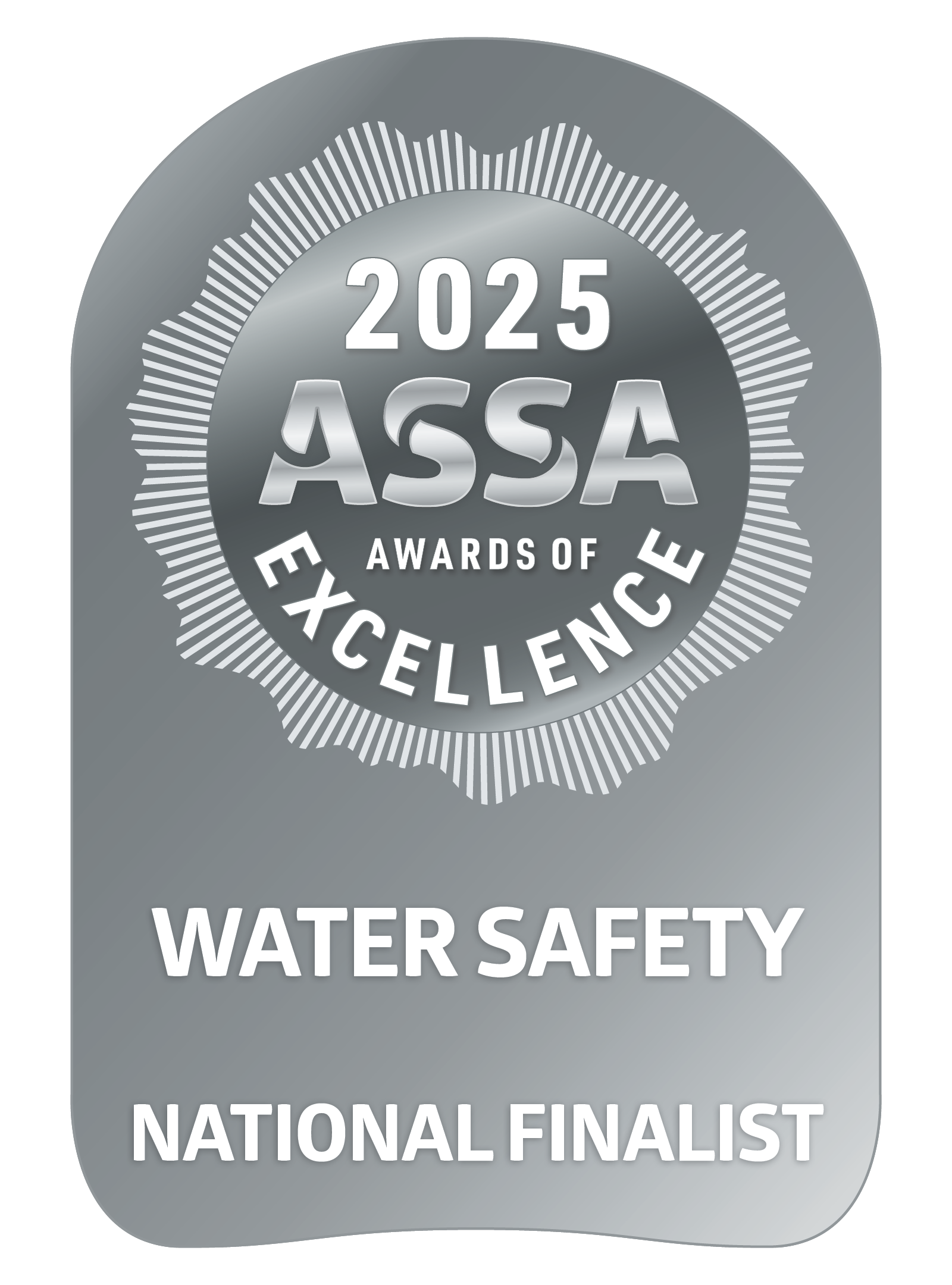 Silver award badge: 2025 ASSA Awards of Excellence for Water Safety; National Finalist.