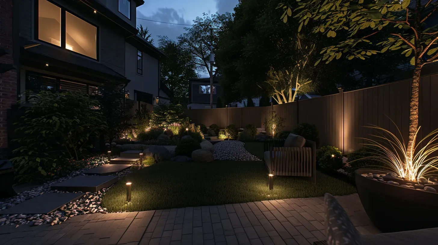 Automated architectural lighting in Surrey BC provides security and convenience for this Fleetwood home. Our exterior lighting systems are smart-home compatible. Keywords: smart lighting, home automation, security.