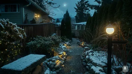 This Surrey landscape lighting system is fully automated with timers and photocells for effortless operation in a South Surrey home. Keywords: automated lighting, timer, photocell, outdoor lighting.
