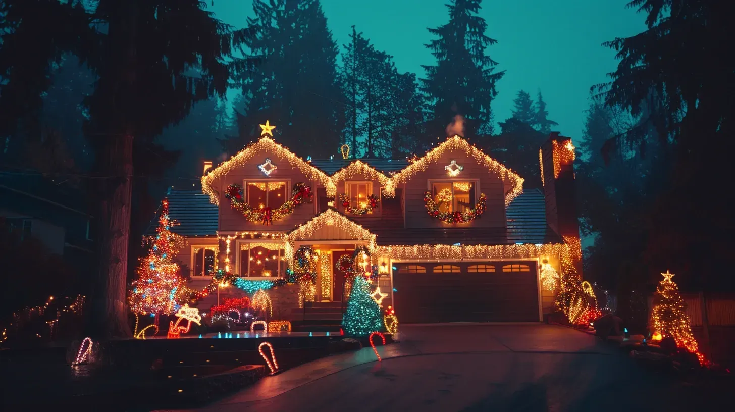 This home is decorated for Diwali with our festive holiday lighting in Surrey BC. Our seasonal lighting services in Newton cover all celebrations. Keywords: Diwali lighting, event lighting, multi-holiday.