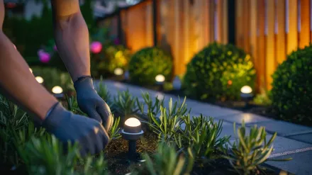 This commercial Surrey landscape lighting project illuminates a business in Surrey Central. Our landscape lighting Surrey service includes security and parking lot lights near King George Station. Keywords: commercial lighting, security lights, strata lighting.
