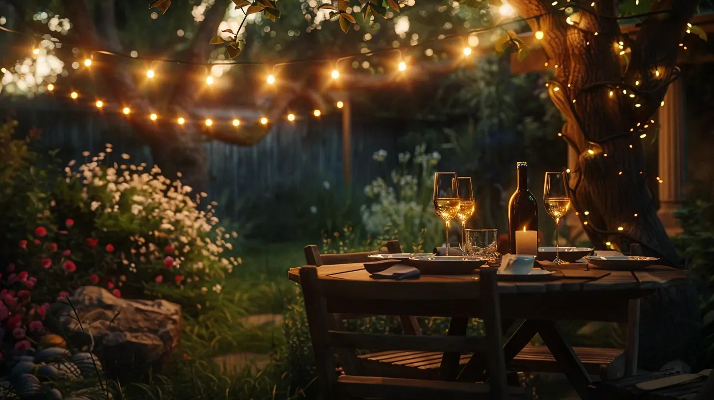 We use sturdy poles and hardware for our bistro lighting in Surrey BC installations where no anchor points exist in a large South Surrey yard. Keywords: installation hardware, support poles, complete solution.