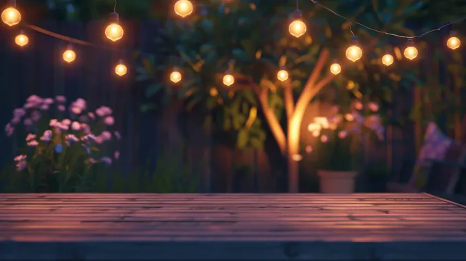 This bistro string light installation by our Surrey landscape lighting team transforms a restaurant patio in Cloverdale. Our landscape lighting Surrey services are perfect for hospitality. Keywords: bistro lighting, string lights, patio lights, commercial.