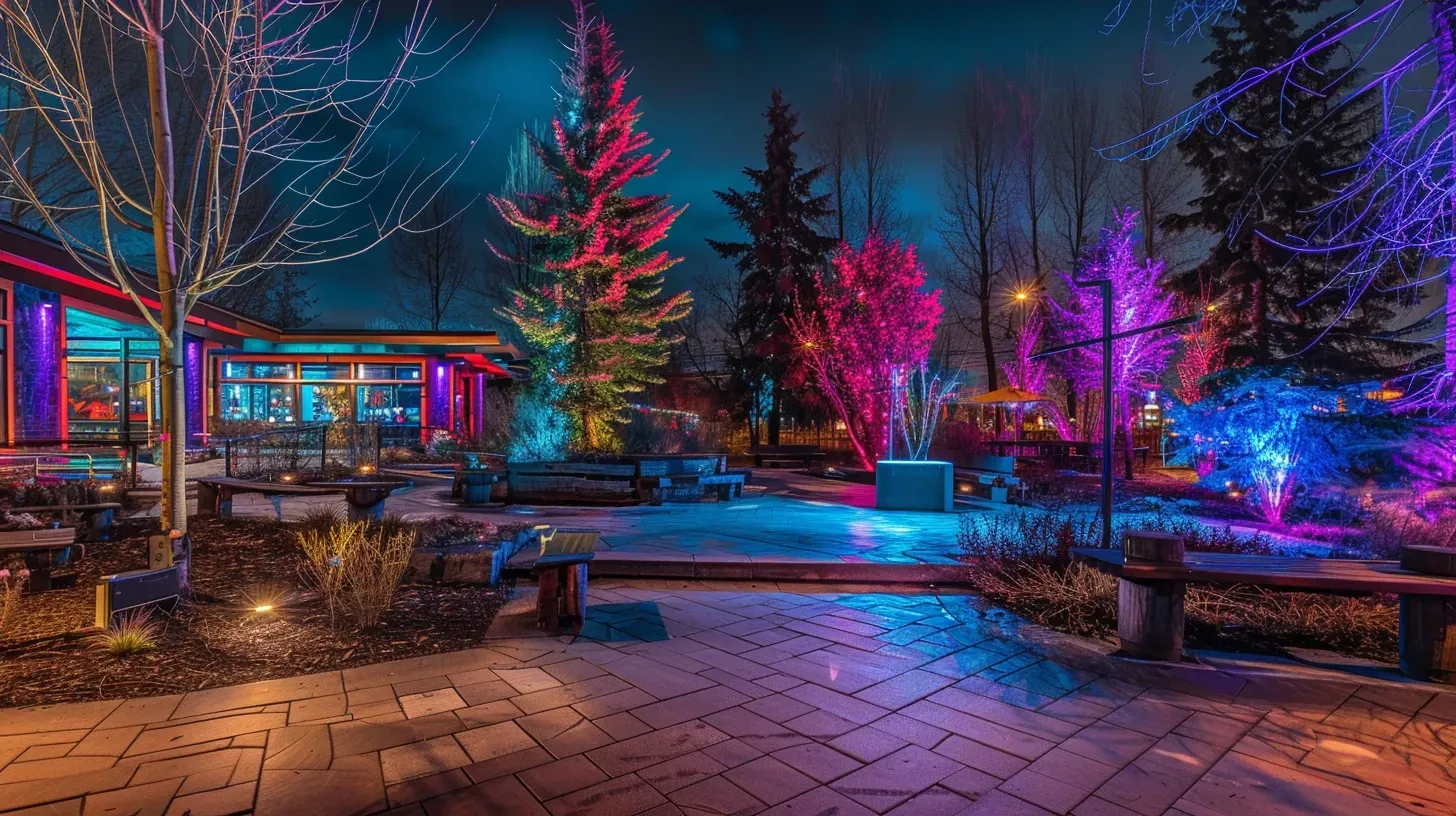 A poolside cabana in a Morgan Creek home is decorated with our bistro lighting in Surrey BC. Our string lights can match any decor. Keywords: themed lighting, custom decor, poolside cabana, South Surrey.