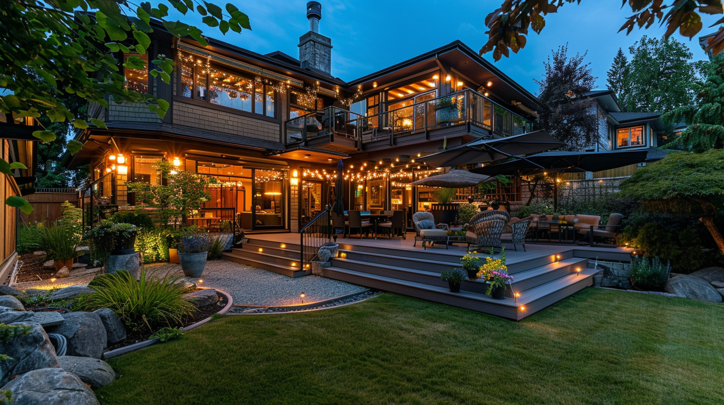 Professional holiday lighting Surrey with custom LED Christmas designs for homes and businesses. Roofline outlines, shrub lights, and wreath decorations bring festive charm. Our expert installers ensure safe, reliable, and beautiful displays.