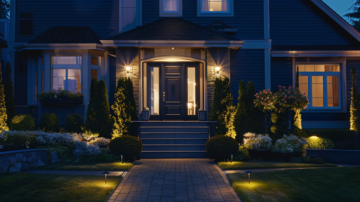 Professional Christmas light installation in Surrey BC featuring LED roofline lights, icicle displays, and holiday lighting design. Our team specializes in safe, reliable installations for residential homes and commercial properties. With shrub lighting, tree wrapping, and wreath decorations, your Surrey home shines bright all season.