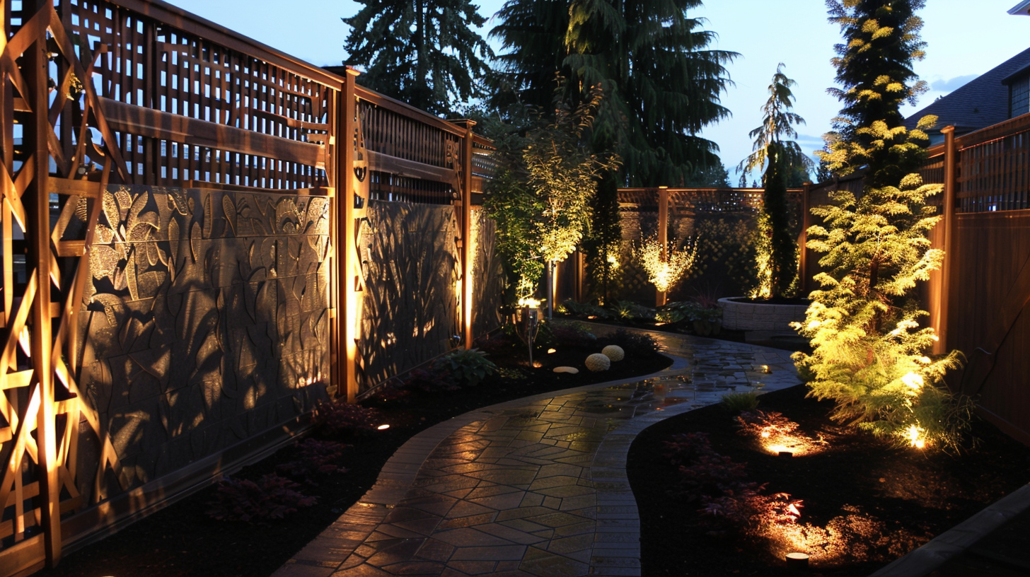 Residential Surrey Christmas lighting with shrub decorations, roofline outlines, and wreath designs.