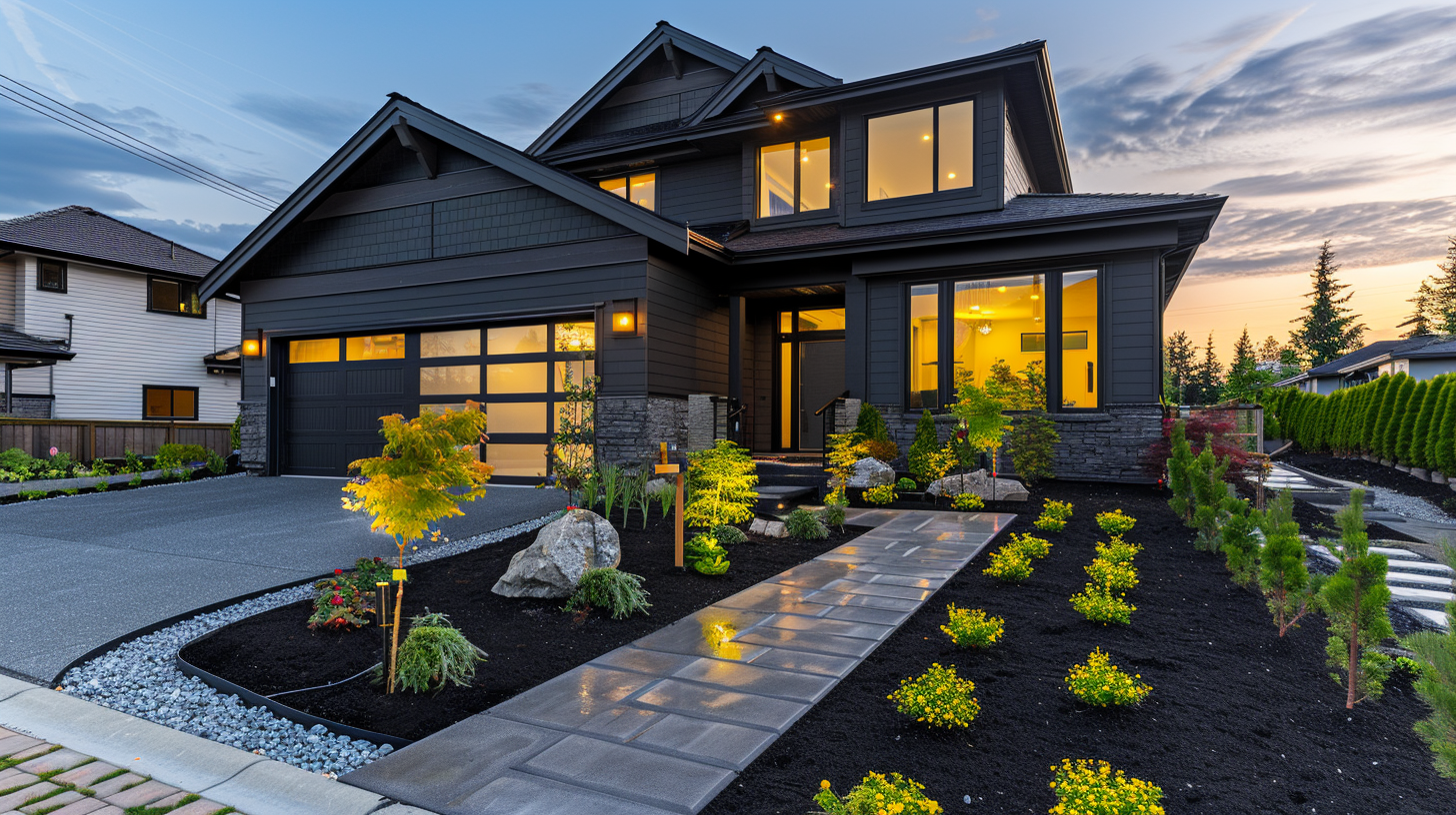 Professional holiday lighting Surrey with roofline LEDs, shrub displays, and patio decorations. We specialize in custom Christmas light designs for homes and businesses.