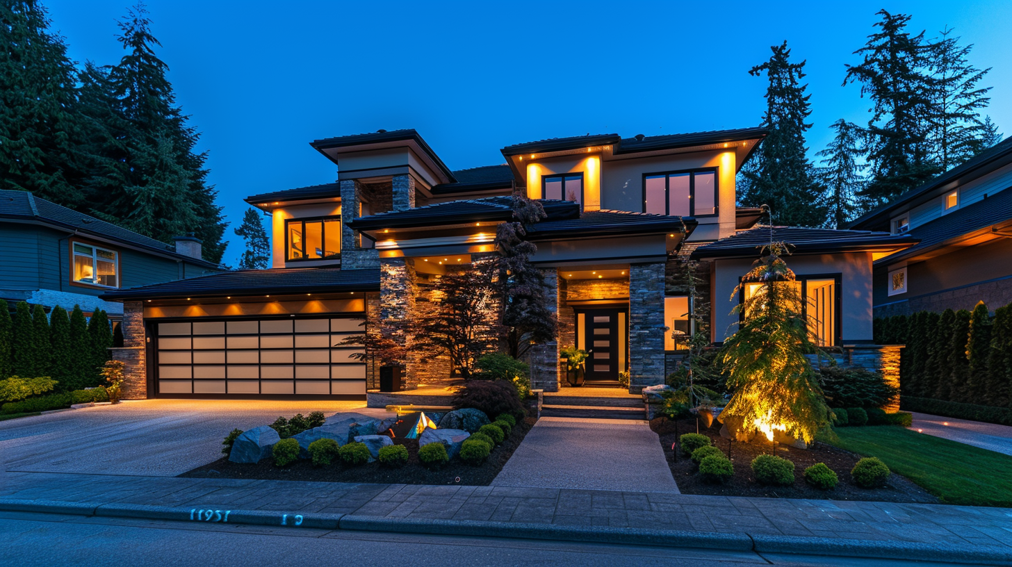 Commercial Christmas light installers Surrey BC with LED roofline outlines, shrub displays, and architectural festive designs. Our large-scale decorations attract customers and brighten communities.