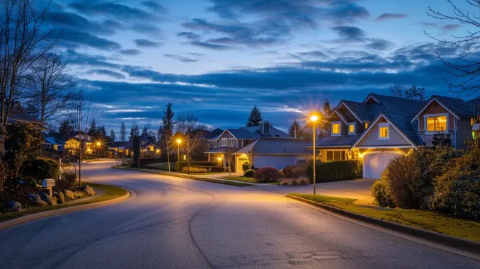 Pathway lighting installation by our Surrey landscape lighting professionals. This landscape lighting Surrey project enhances walkway safety in a Guildford neighborhood. Keywords: path lighting, walkway safety, garden lights, installation.