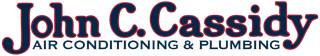 Logo for John C. Cassidy, Air Conditioning & Plumbing. Dark blue text on a white background.