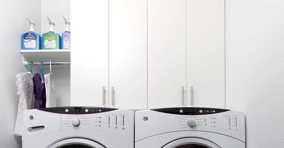 Laundry Room Cabinets with White Finish