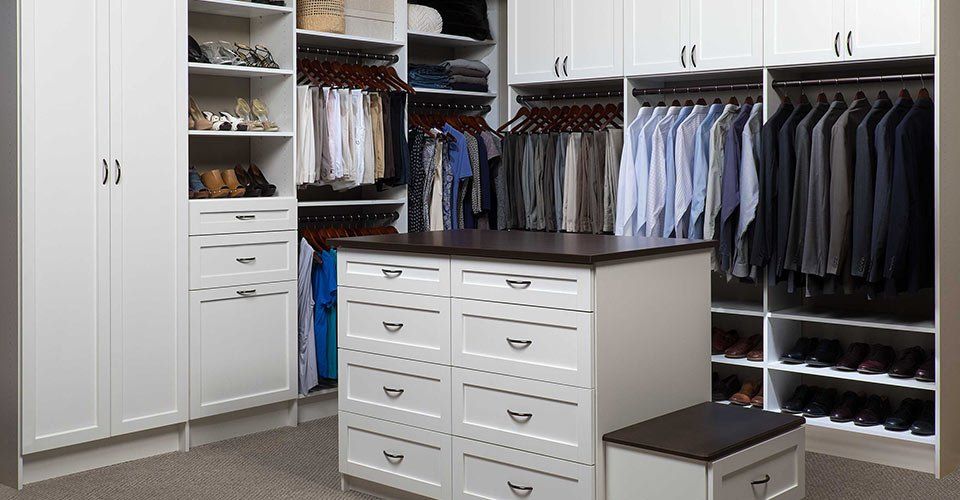 Walk-In Closet with White Finish