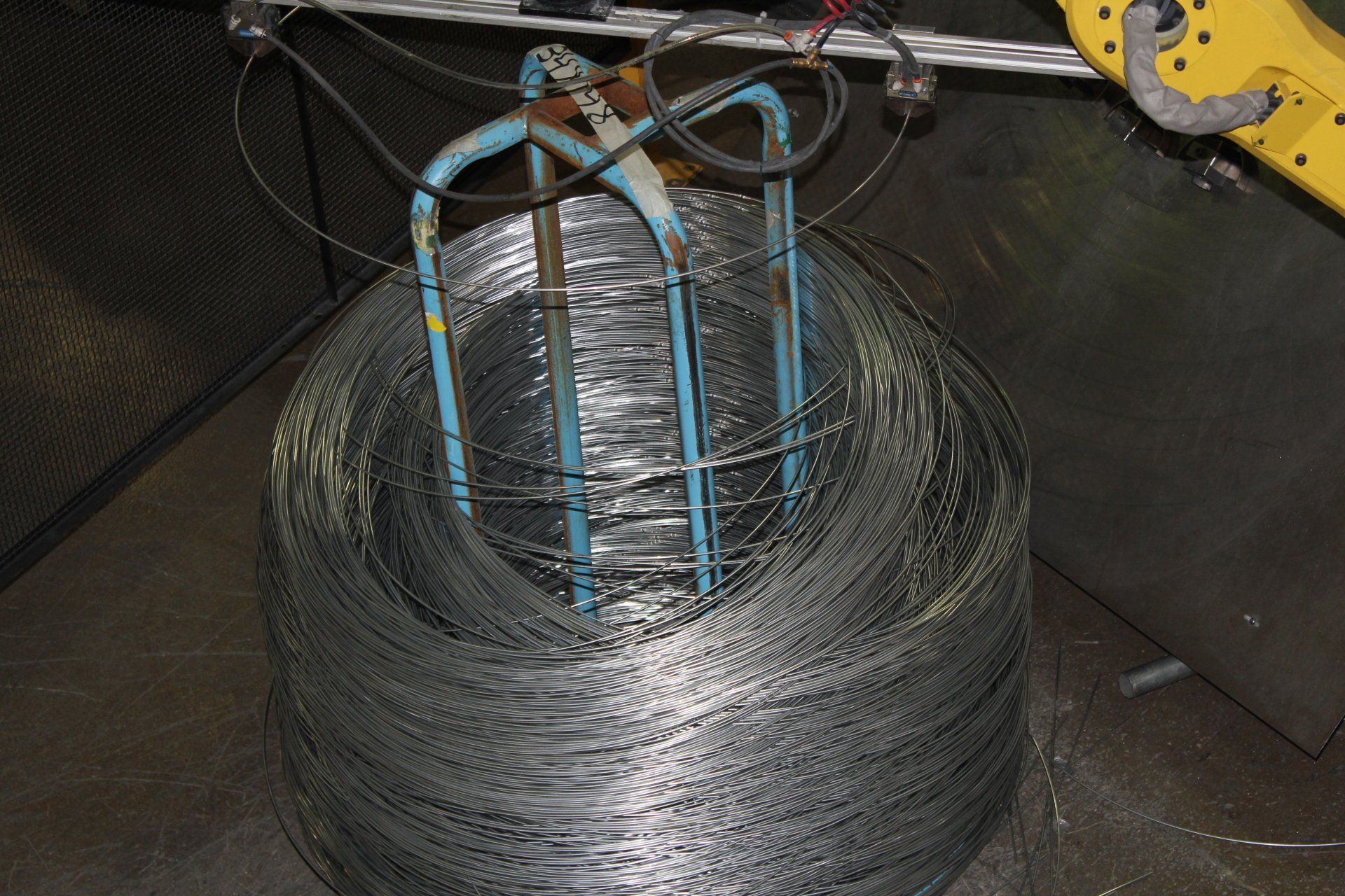 A large spool of wire for baskets.