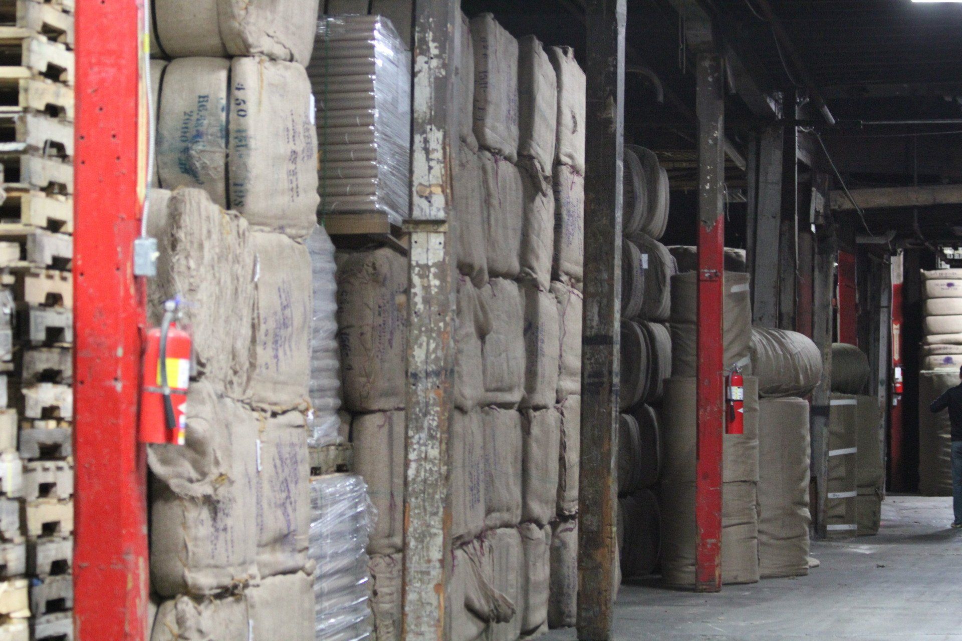 Burlap products in storage.