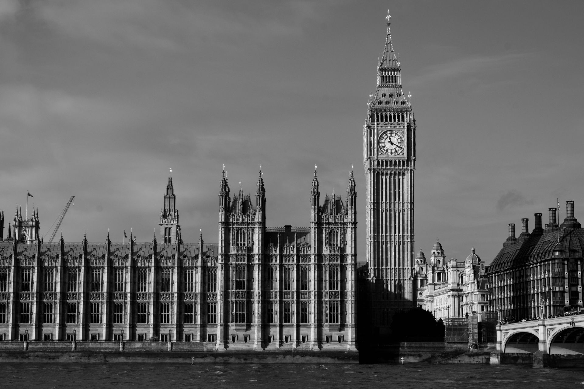 Black and white Image of london, Big Ben.