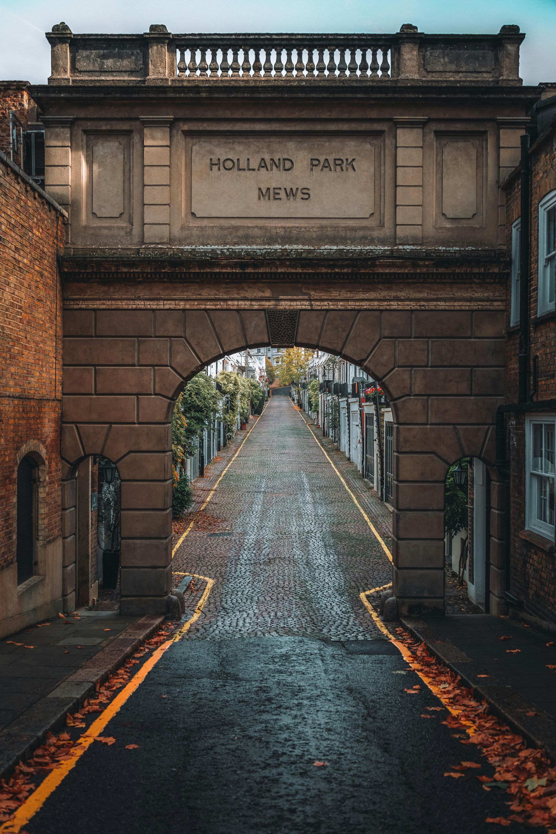 A road under a bridge in London, Chelsea.