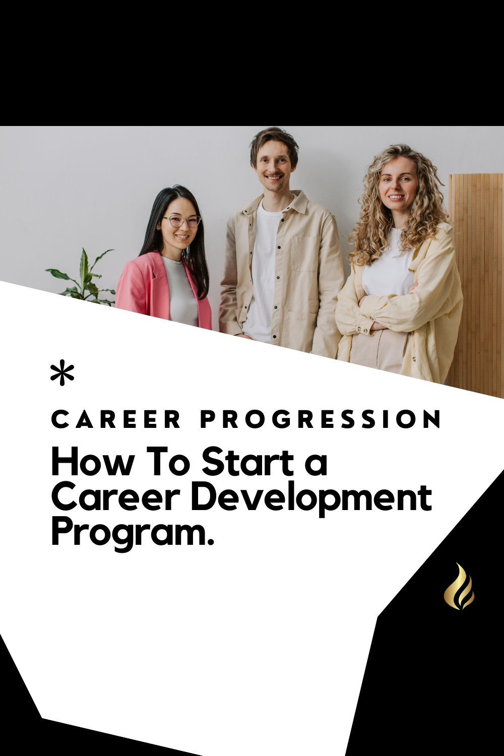 Black and white, three people in professional clothes