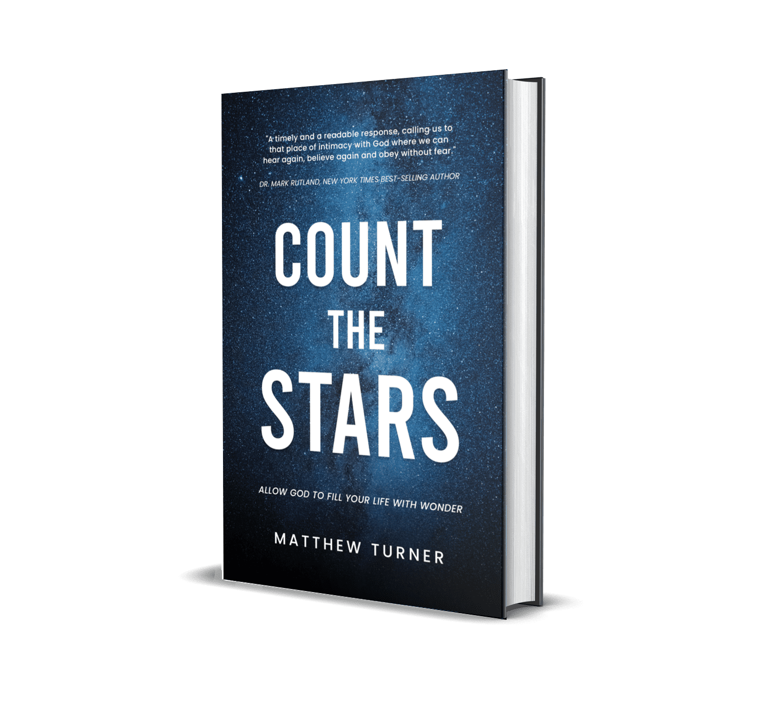 Book cover with dark blue background reading “Count the Stars” by Matthew Turner