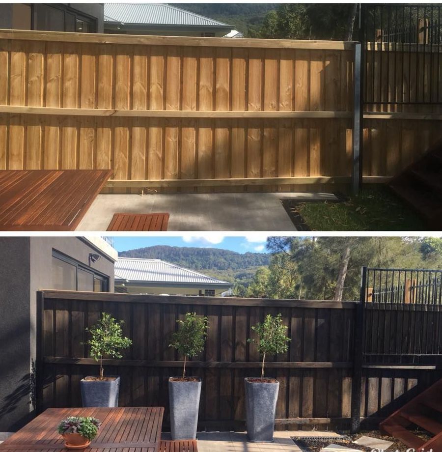 A Before and After Picture of a Wooden Fence — Illawarra Gardening Landscapes in Southern Highlands, NSW