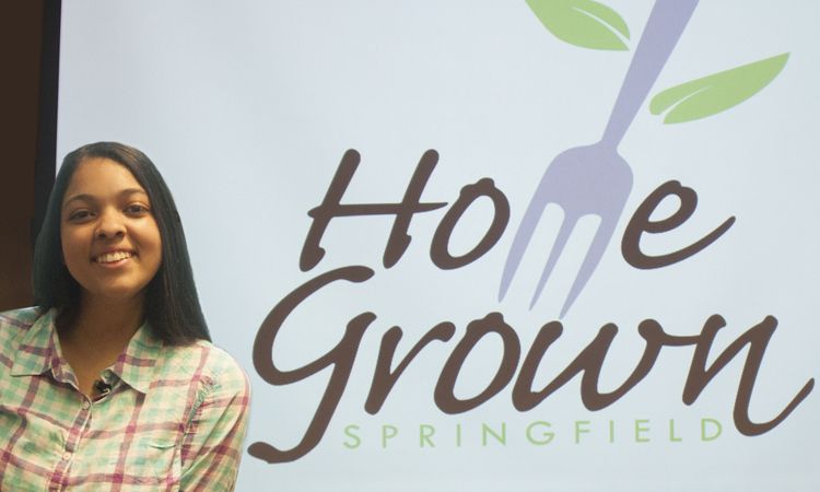 TaMya Romero, a junior at Putnam Academy in the Design and Visual Arts program, created the winning logo design for the new $21 million culinary program, Home Grown Springfield
