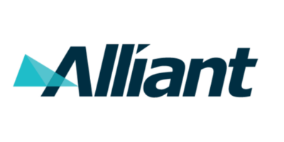 Alliant logo in navy and teal with a stylized triangular mark