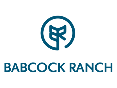 Babcock Ranch logo in teal, featuring a circular tree icon above the name.