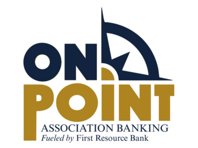 On Point Association Banking logo with navy and gold text and a compass graphic