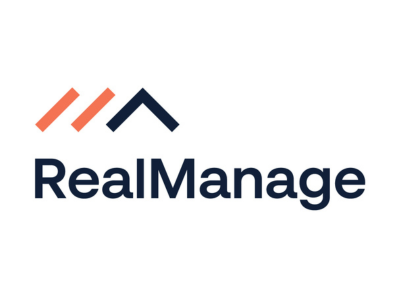RealManage logo with orange and navy chevrons above dark blue text