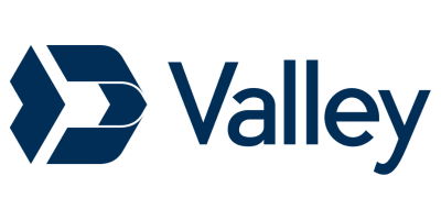 Valley logo in blue with a stylized geometric “V” icon