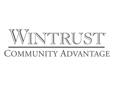 Wintrust Community Advantage logo in gray serif text on a white background