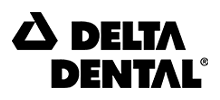 Delta Dental logo consisting of a triangular symbol next to the company name in black text.