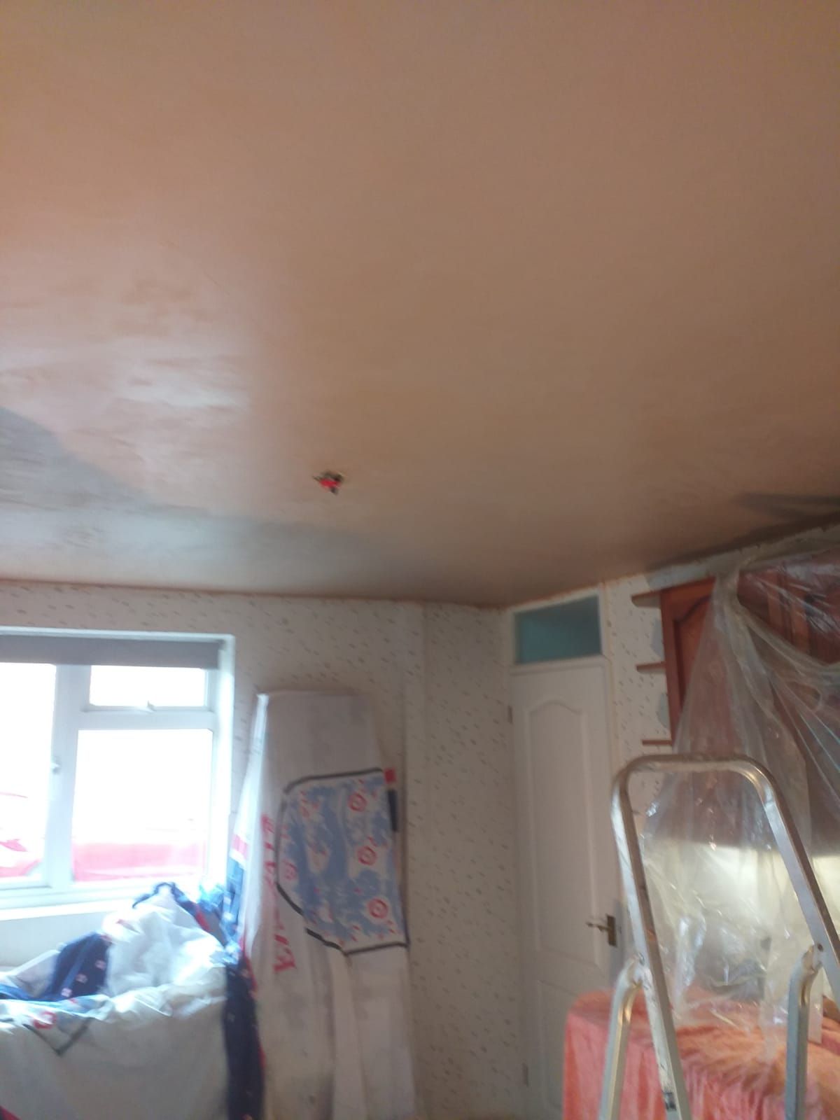 a ceiling that had artex that has now been plastered