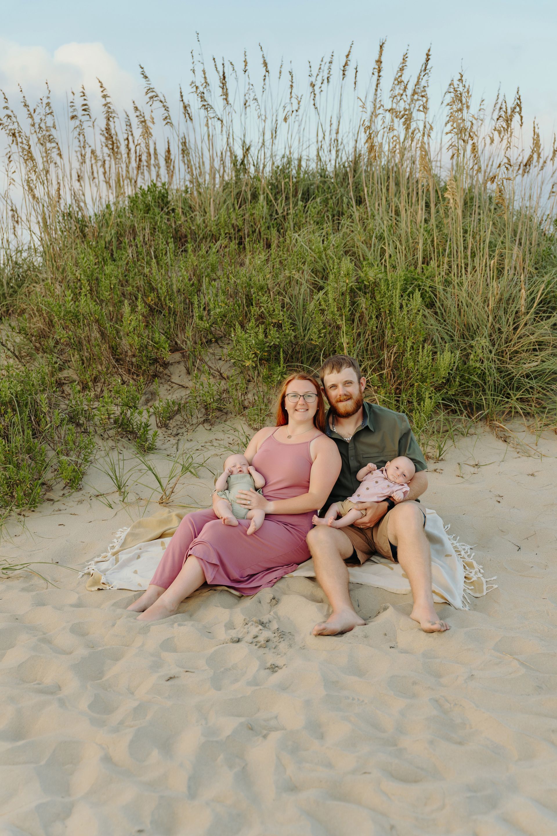 Rebecca Bunch and family on beach