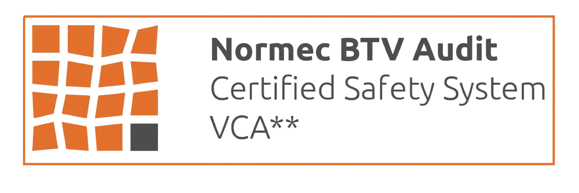 Een logo voor het Normec BTV Audit gecertificeerde veiligheidssysteem