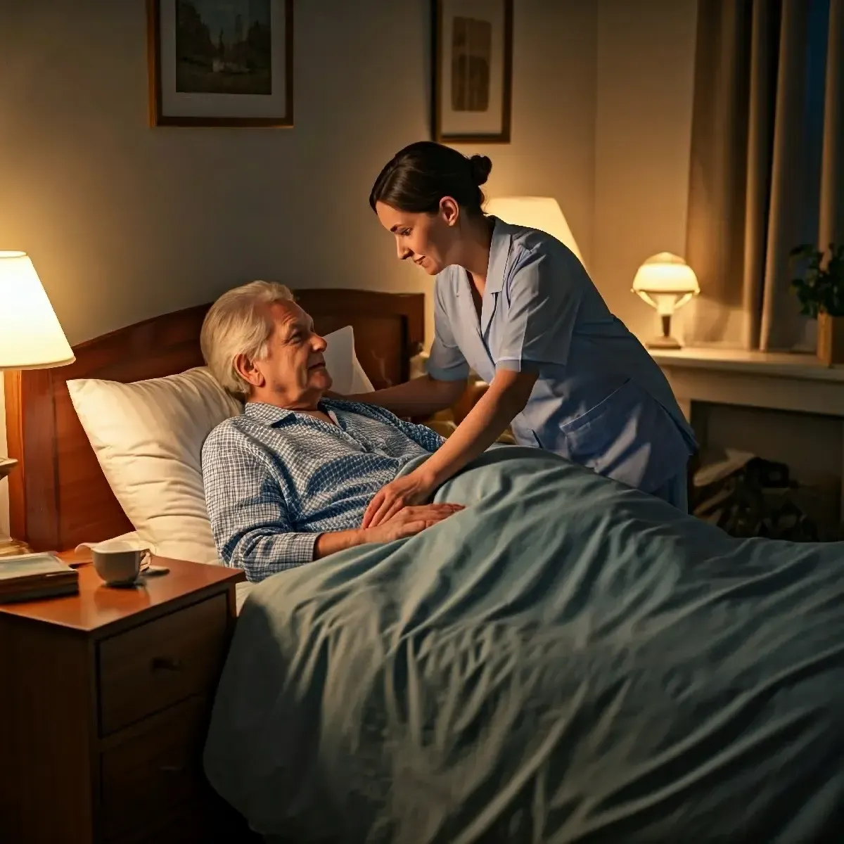 Caregiver helping an older adult at home
