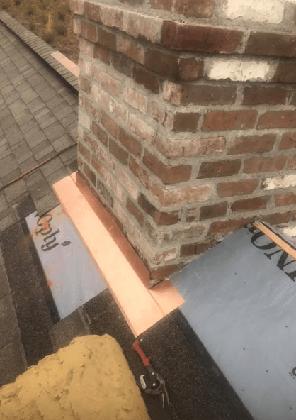 copper trimming on chimney