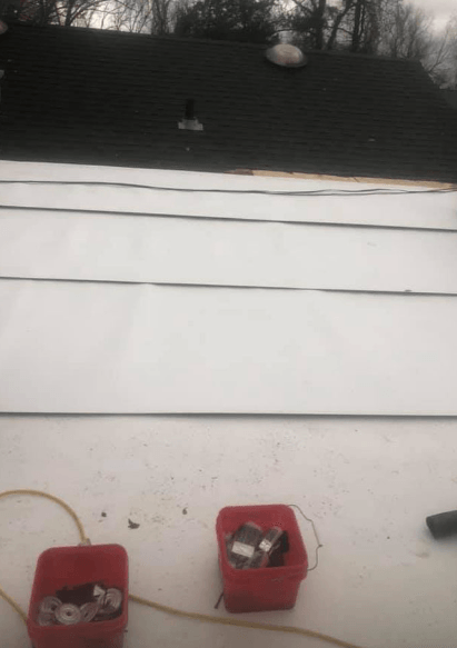 Box of tools on roof