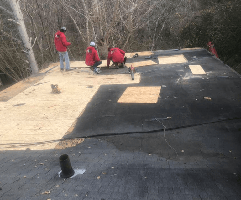 working on roof