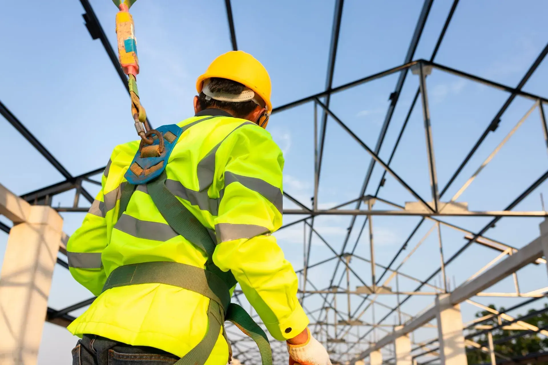 a construction worker working at heights