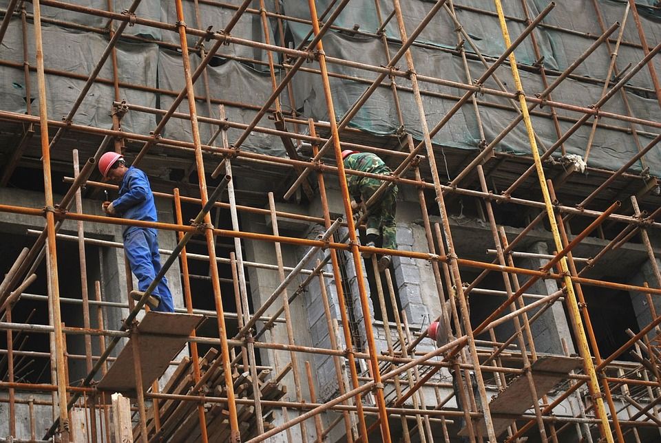 restoration work on a scaffolding