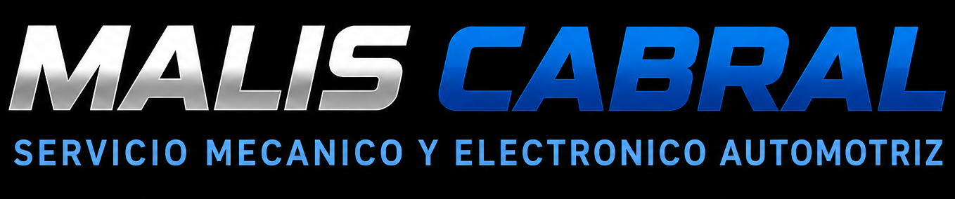 MALIS CABRAL logo with blue and white text and tagline “Servicio Mecánico y Electrónico Automotriz”