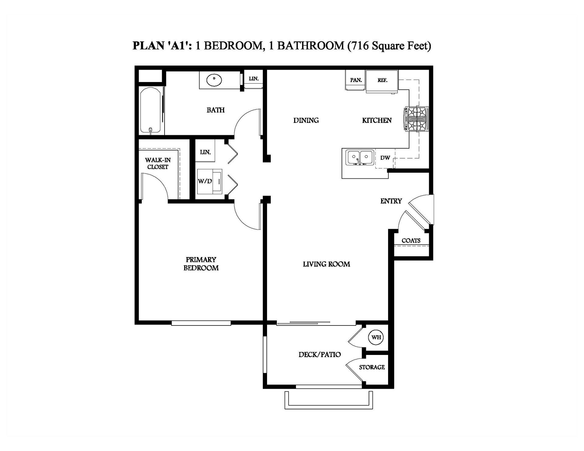 Plan A1 - 1 Bedroom, 1 Bathroom