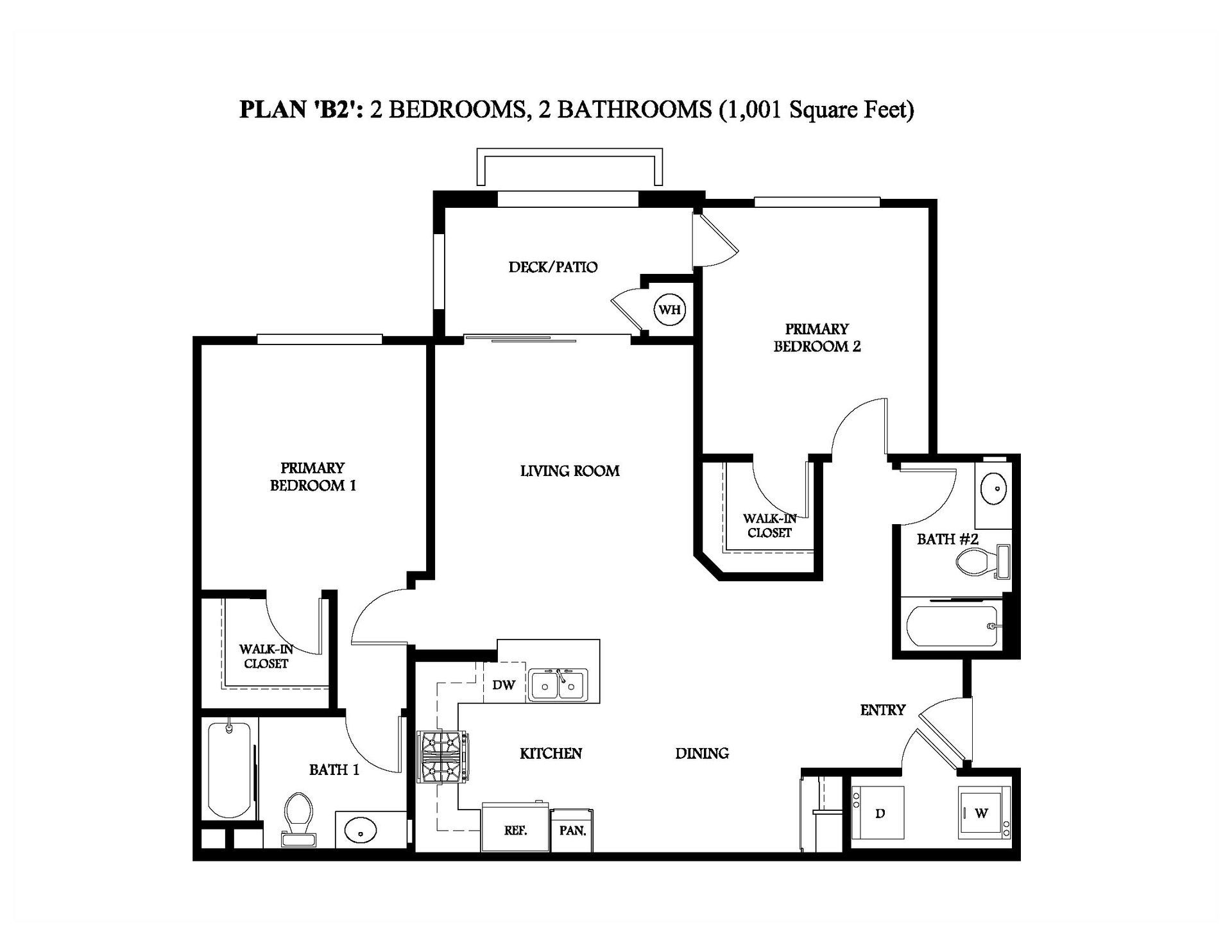 Plan B2 - 2 Bedrooms, 2 Bathrooms