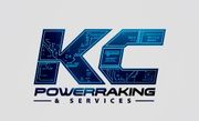 A logo for kc powerraking and services