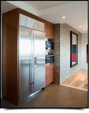 American style double door fridge in a kitchen