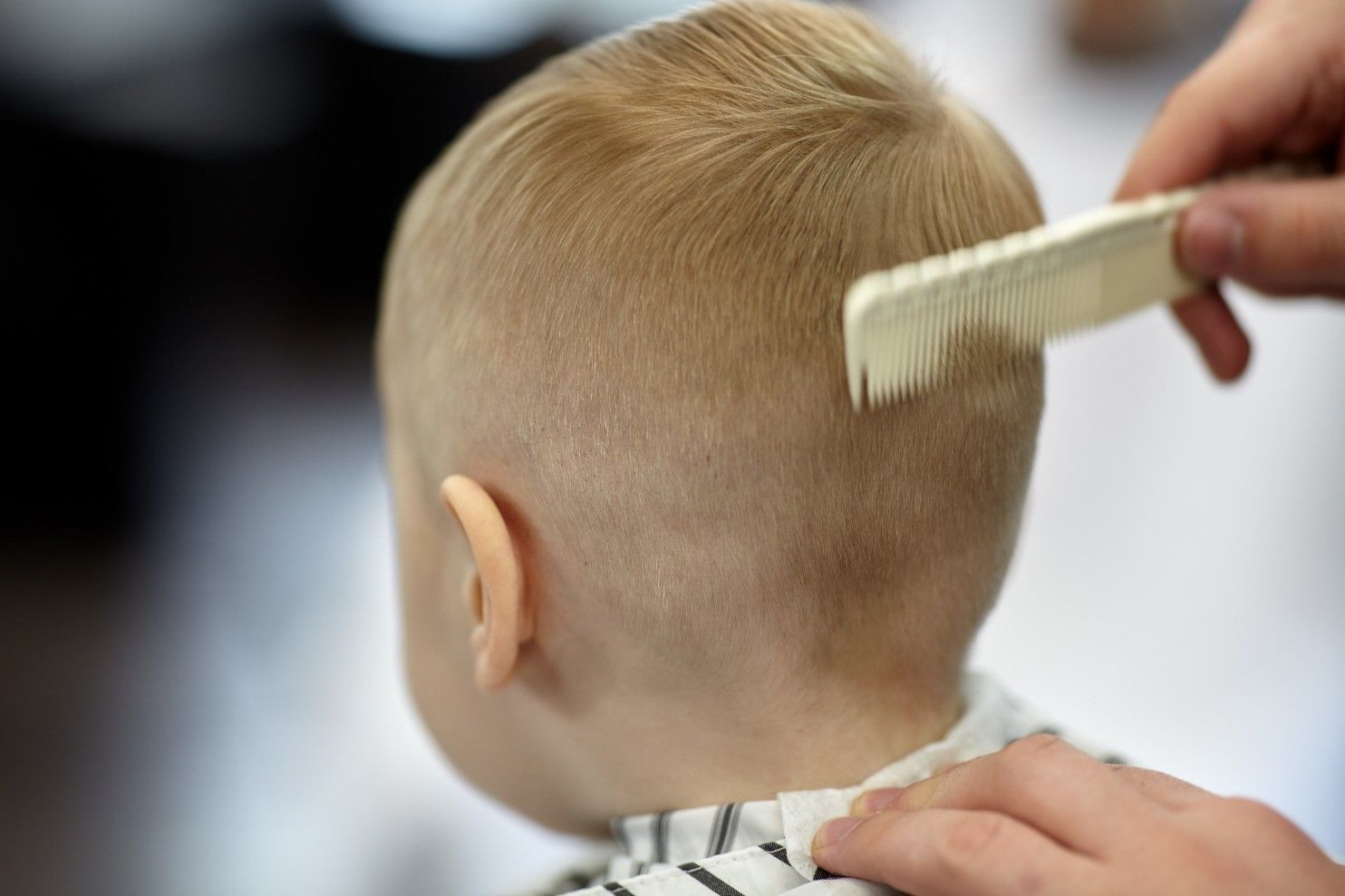 A Child is Getting His Hair Cut by a Barber — Barbarella Hair in Maryborough, QLD