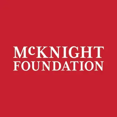 White text on a red background reading "McKNIGHT FOUNDATION."