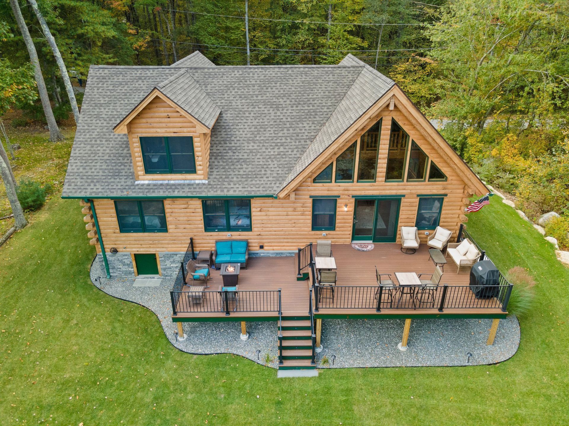 Custom log home with deck