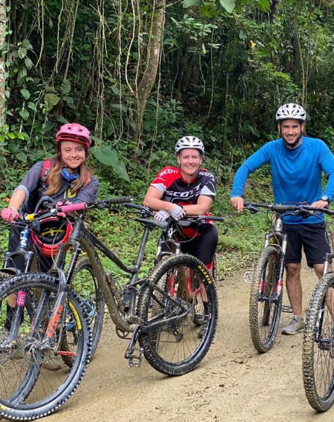 a group of friends trail biking in Olon, Santa Elena, Ecuador